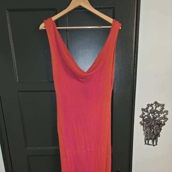 Hanifa Red and Orange Backless Bustier Bodycon Maxi Dress - Picture 4 of 5